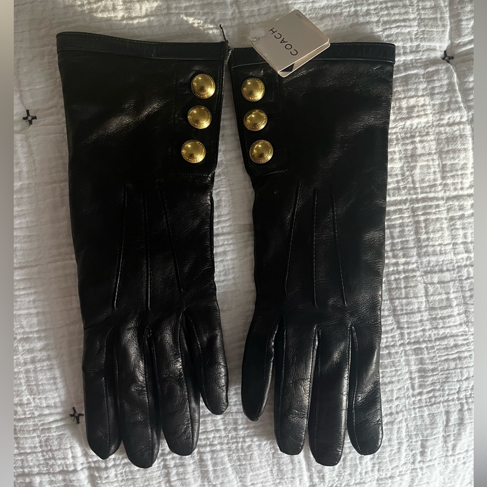leather coach gloves